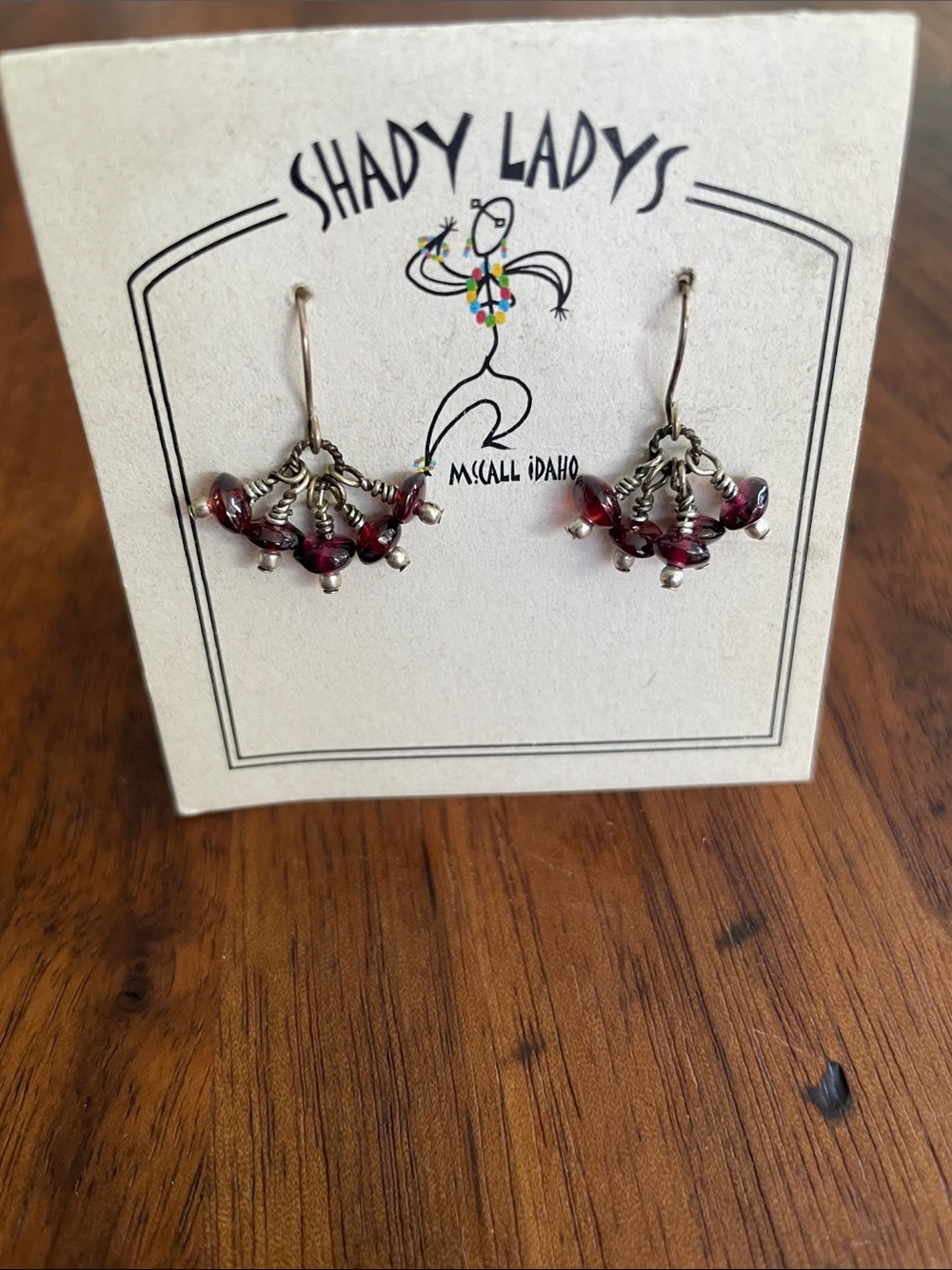 Burgundy Bead Dangle Earrings
